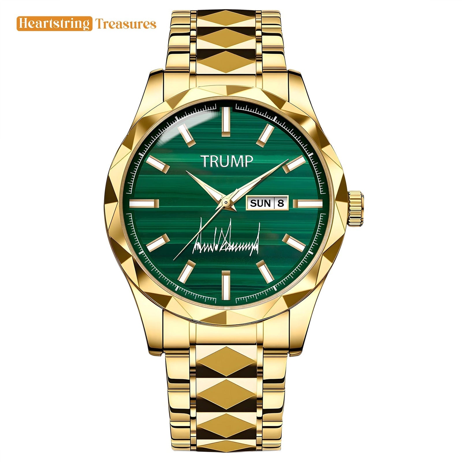 TRUMP Watch 2025 Luxury Gold –Brushed Emerald Dial – Gold Watch for Men