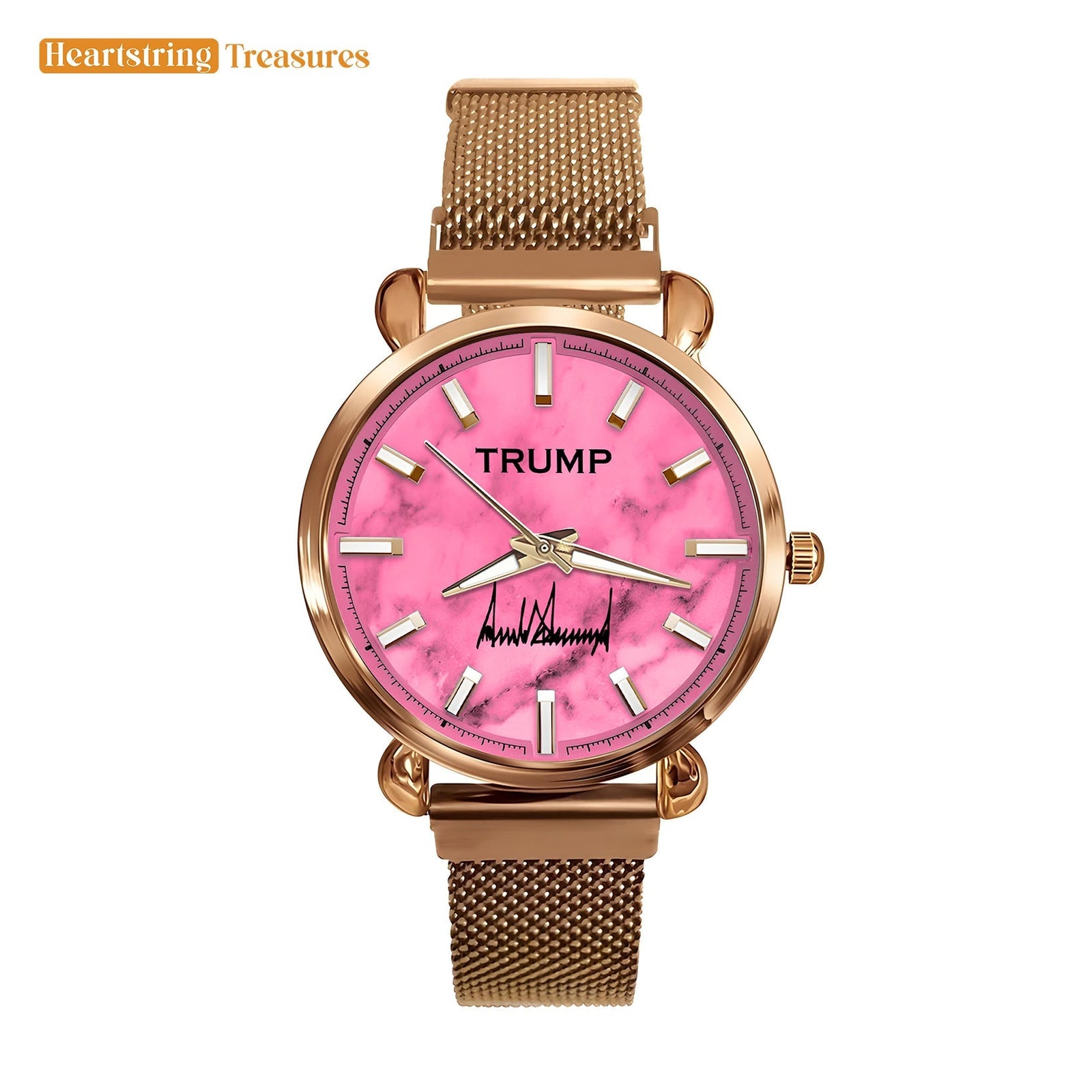 TRUMP Watch 2025 Luxury Gold - Rose Marble Dial - Gift Watch for Women