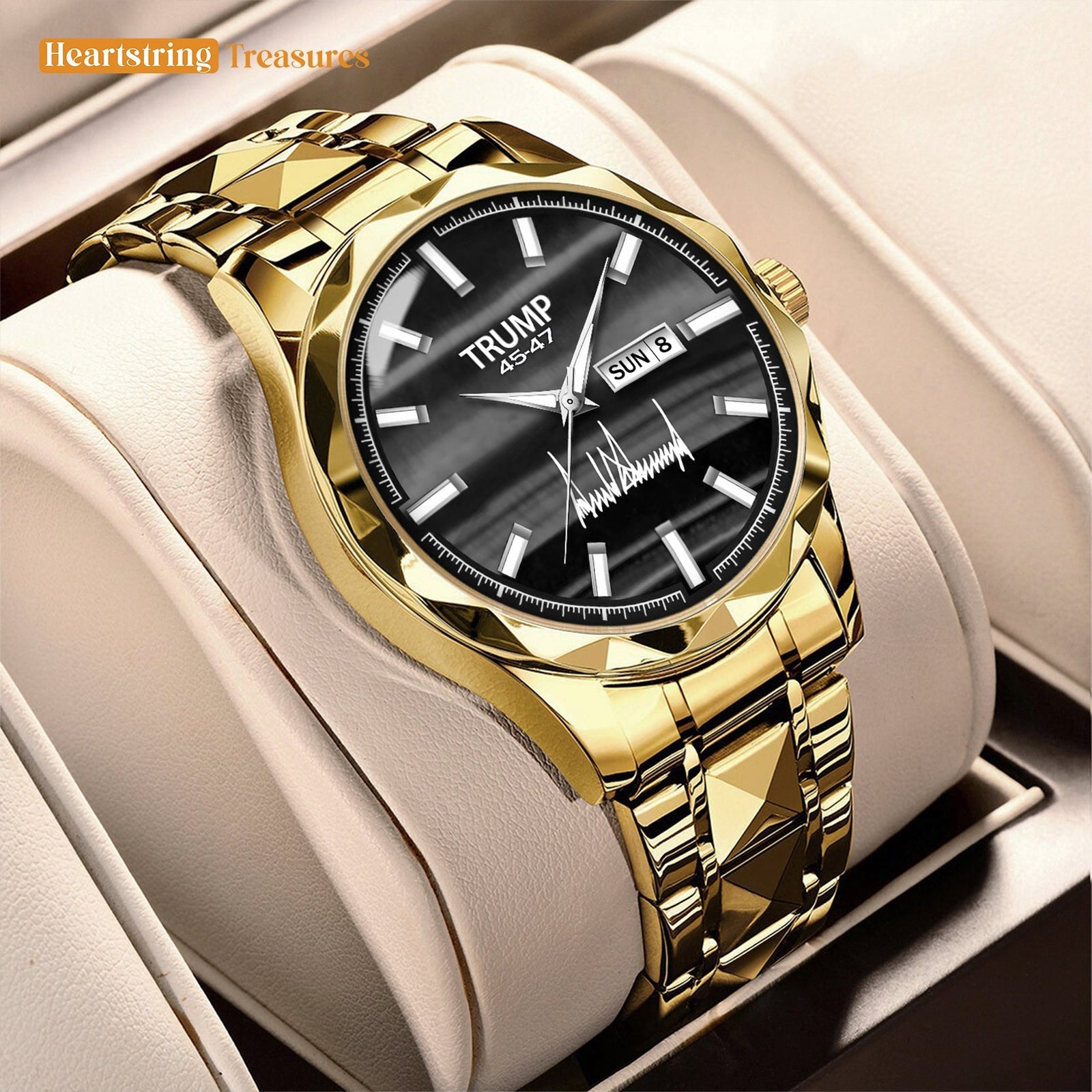 TRUMP Watch 45-47 Luxury Gold – Black White Grain – Gold Watch for Men