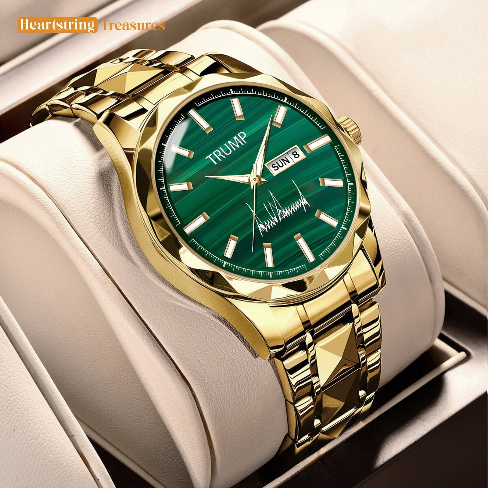TRUMP Watch 2025 Luxury Gold –Brushed Emerald Dial – Gold Watch for Men