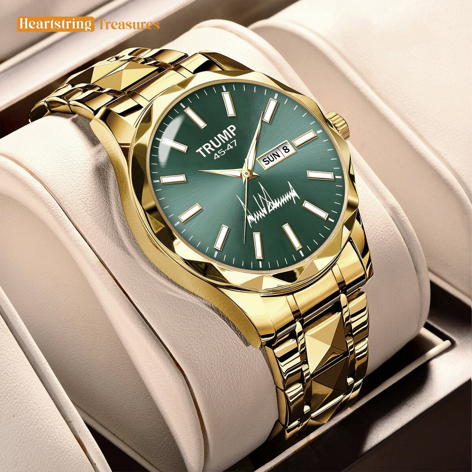 TRUMP Watch 45-47 Luxury Gold – Emerald Glow Dial – Gold Watch for Men