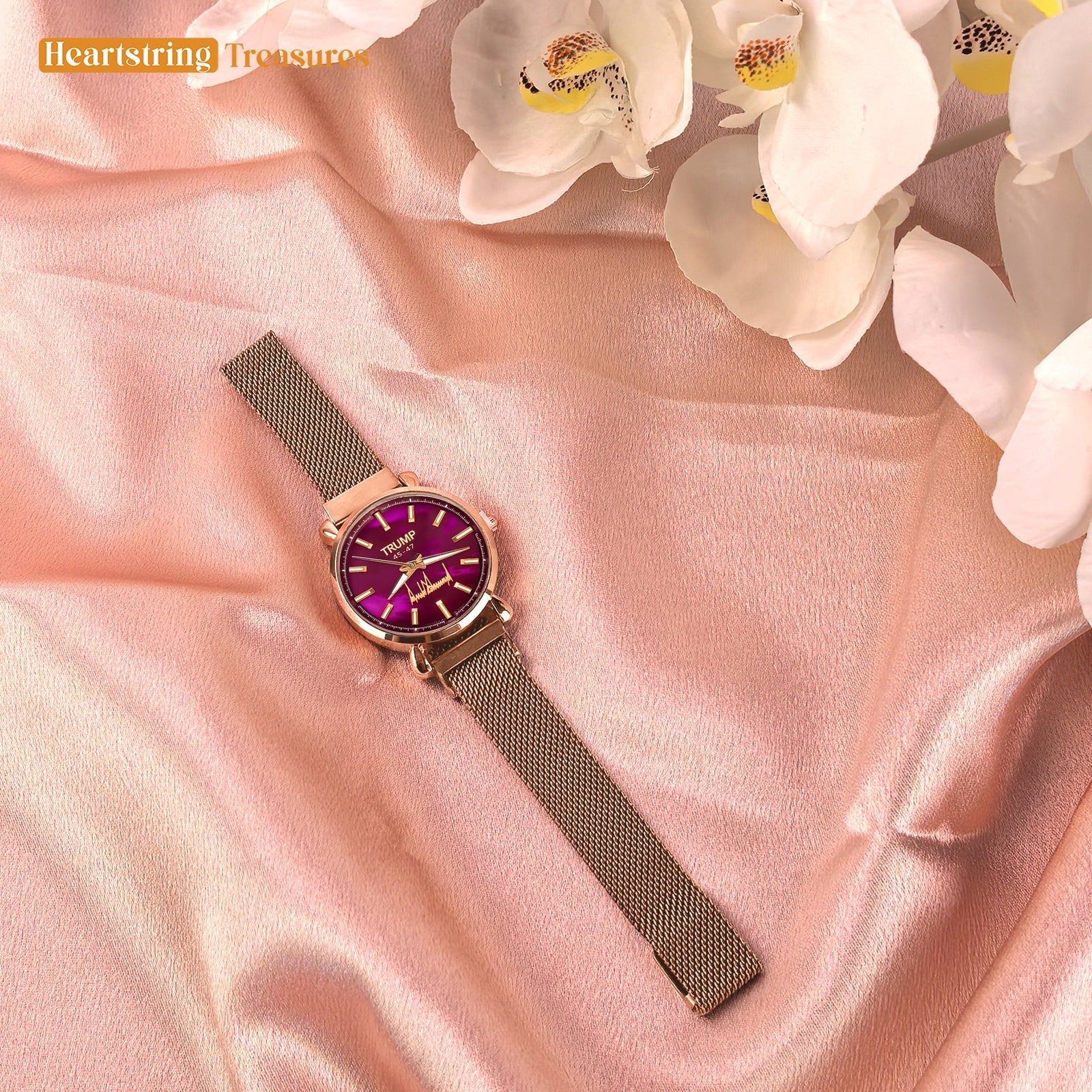 TRUMP 45-47 Watch 2025 Luxury Gold – Galaxy Purple Dial – Gold Watch for Women