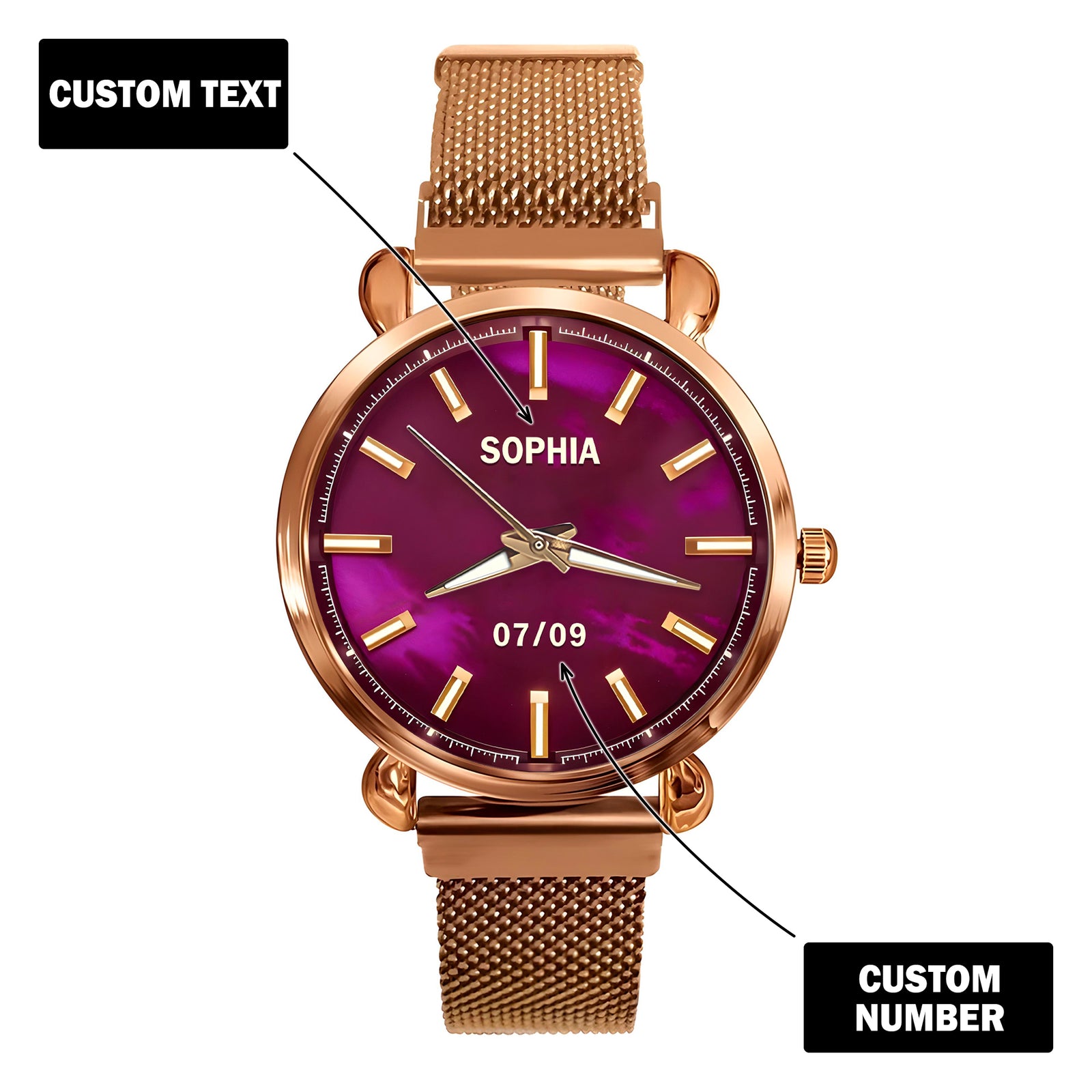 Custom Wrist Watches For Ladies - Galaxy Purple Dial - Purple Pink Watches For Ladies