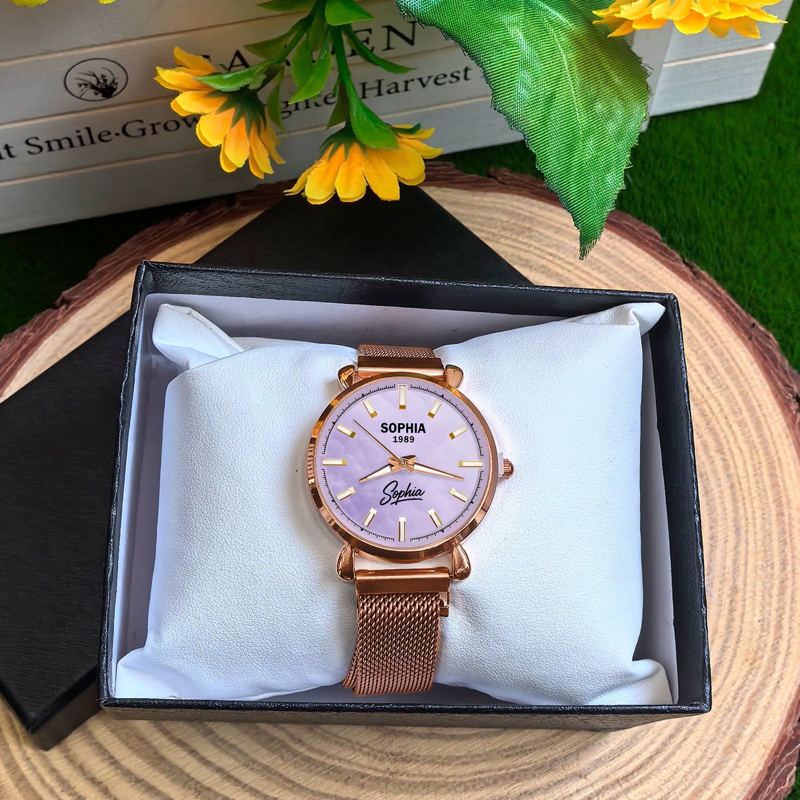 Custom Wrist Watches For Ladies - Opulent Violet Dial - Rose Gold Watches For Ladies