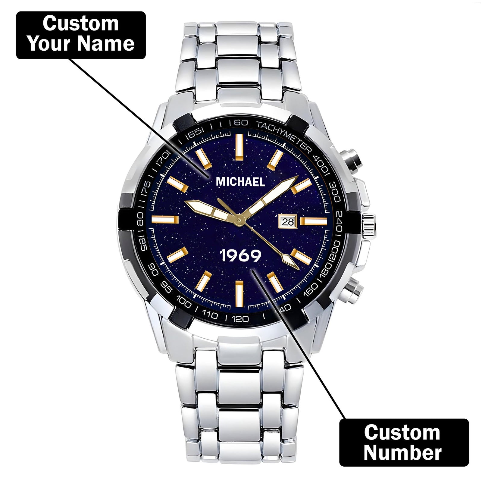 Custom Wrist Watches For Men - Galaxy Blue Dial