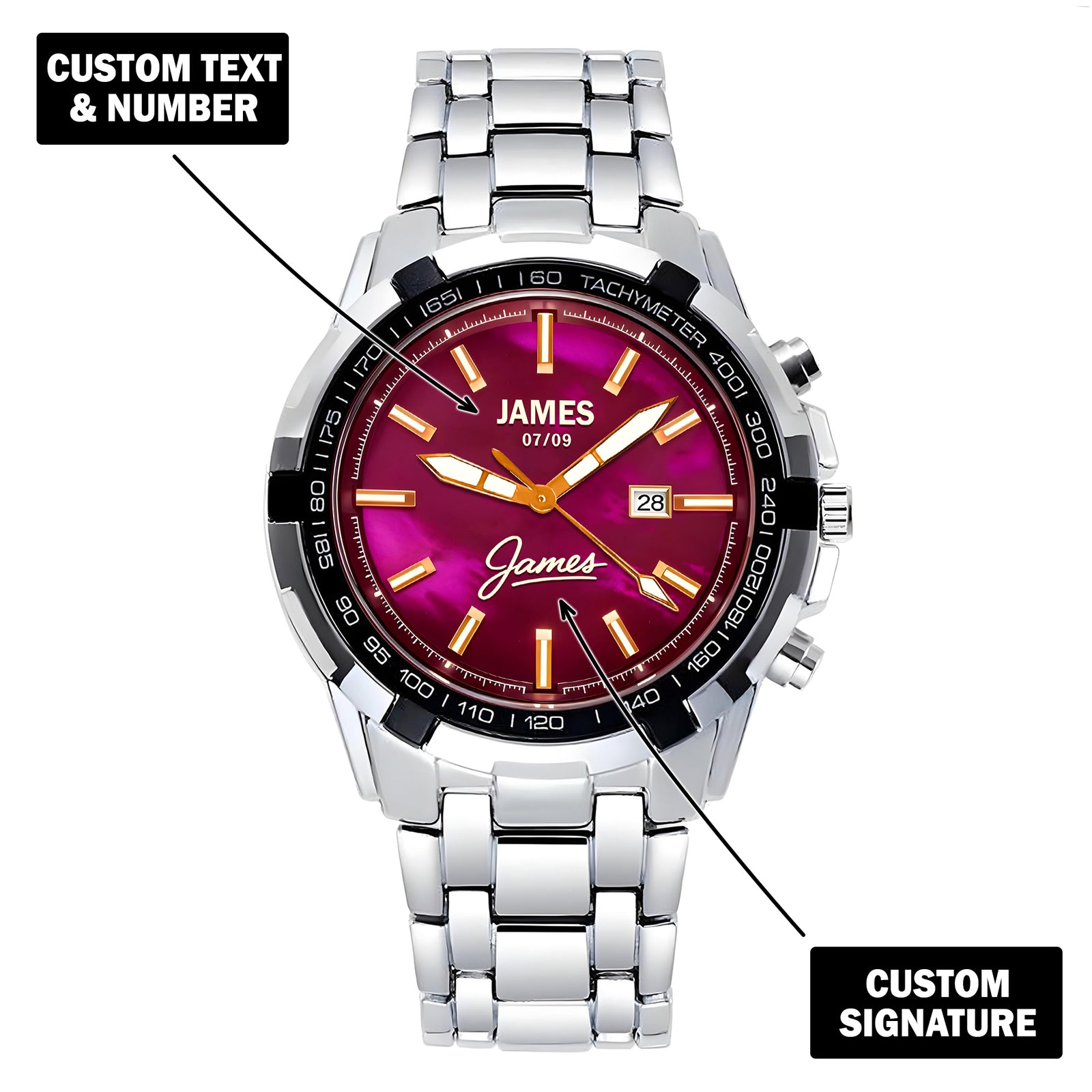Custom Wrist Watches For Men - Galaxy Purple Dial