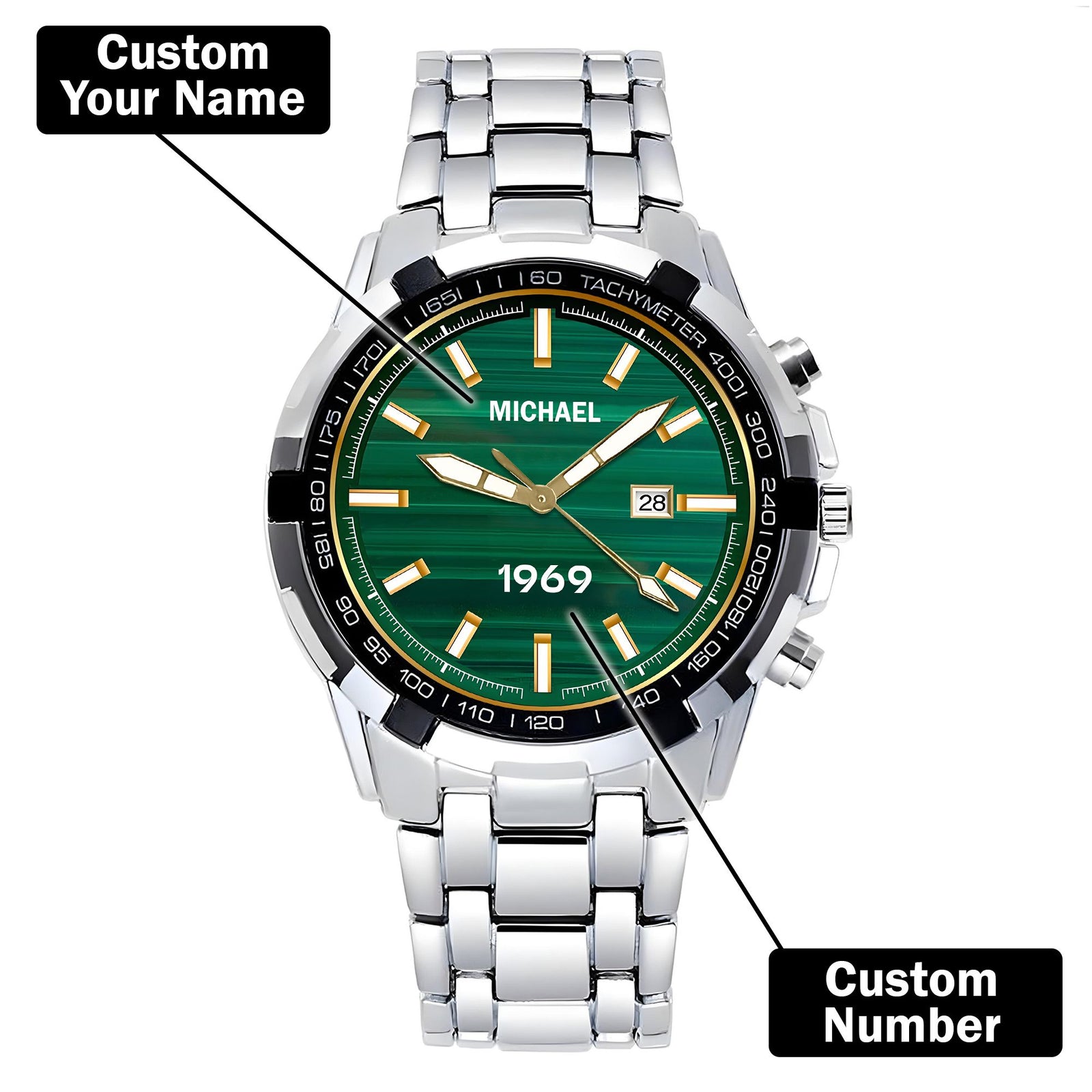 Custom Wrist Watches For Men - Jade Stripe Dial