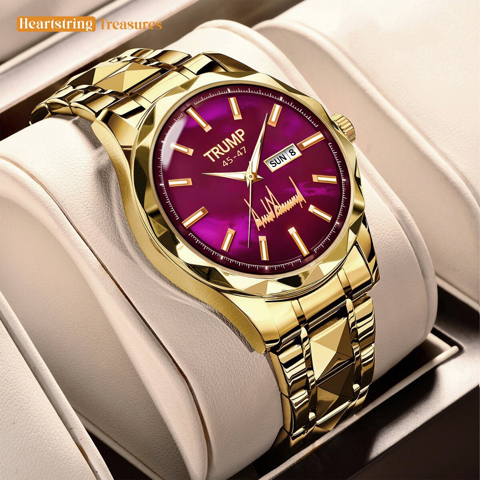TRUMP 45-47 Watch 2025 Luxury Gold – Enchanted Galaxy Purple Dial – Gold Watch for Men
