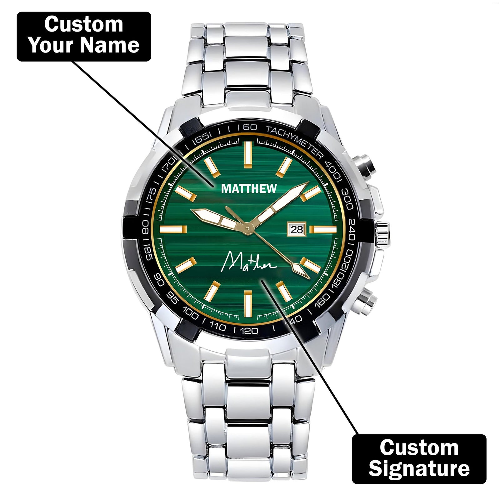 Custom Wrist Watches For Men - Jade Stripe Dial
