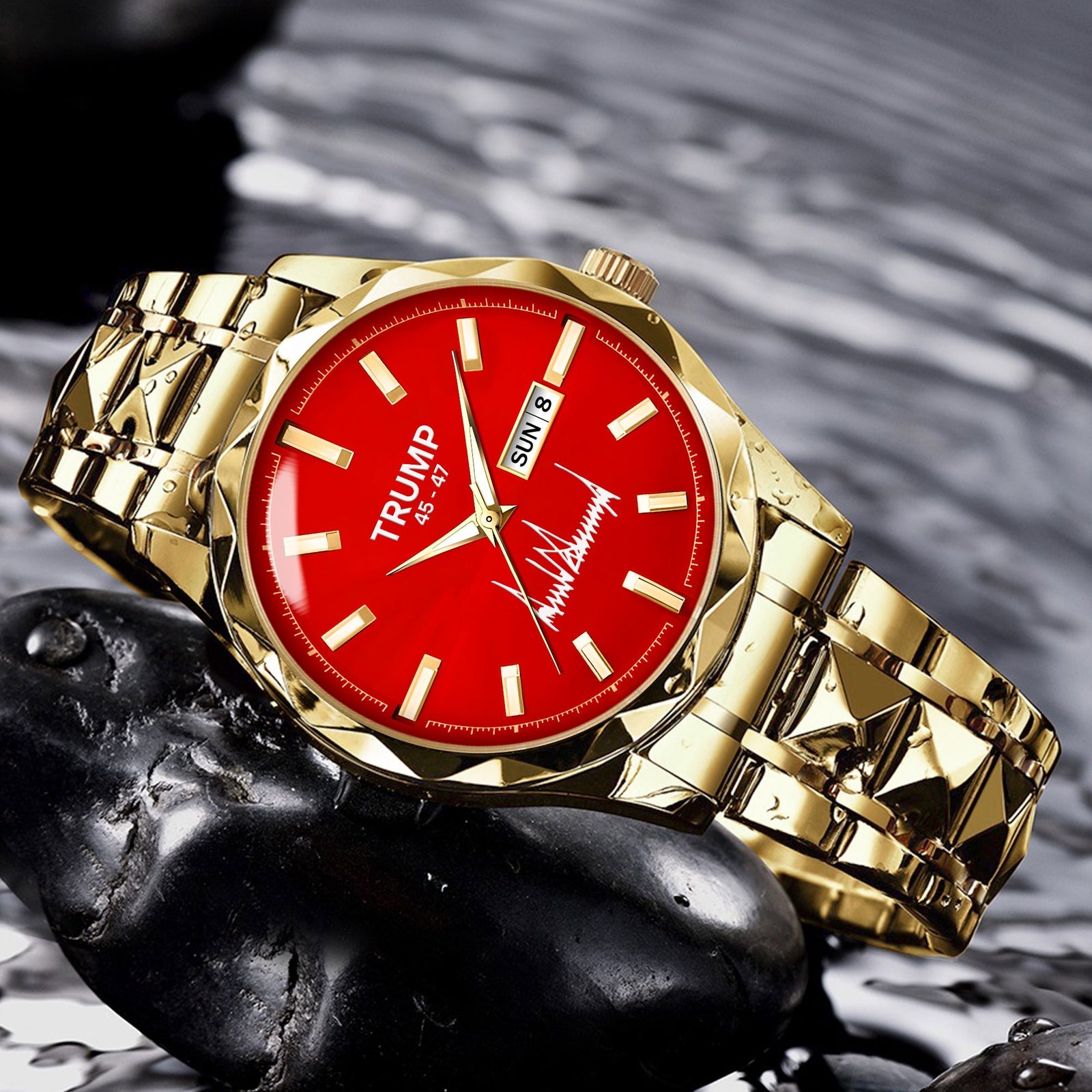 TRUMP 45-47 Watch 2025 – Gold Case, Red Dia – Luxury Men’s Watch