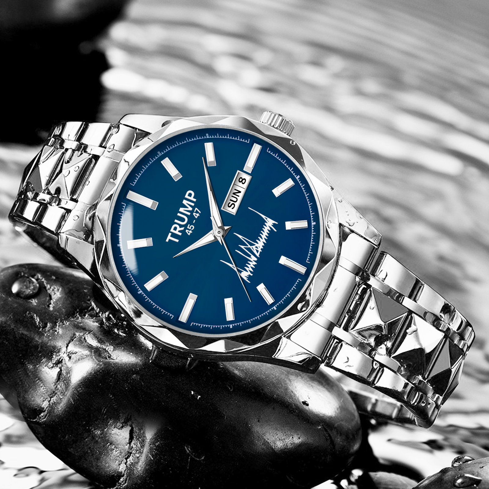 TRUMP 45-47 Watch 2025 Signature – Liberty Steel Blue Dial – Watch for Men