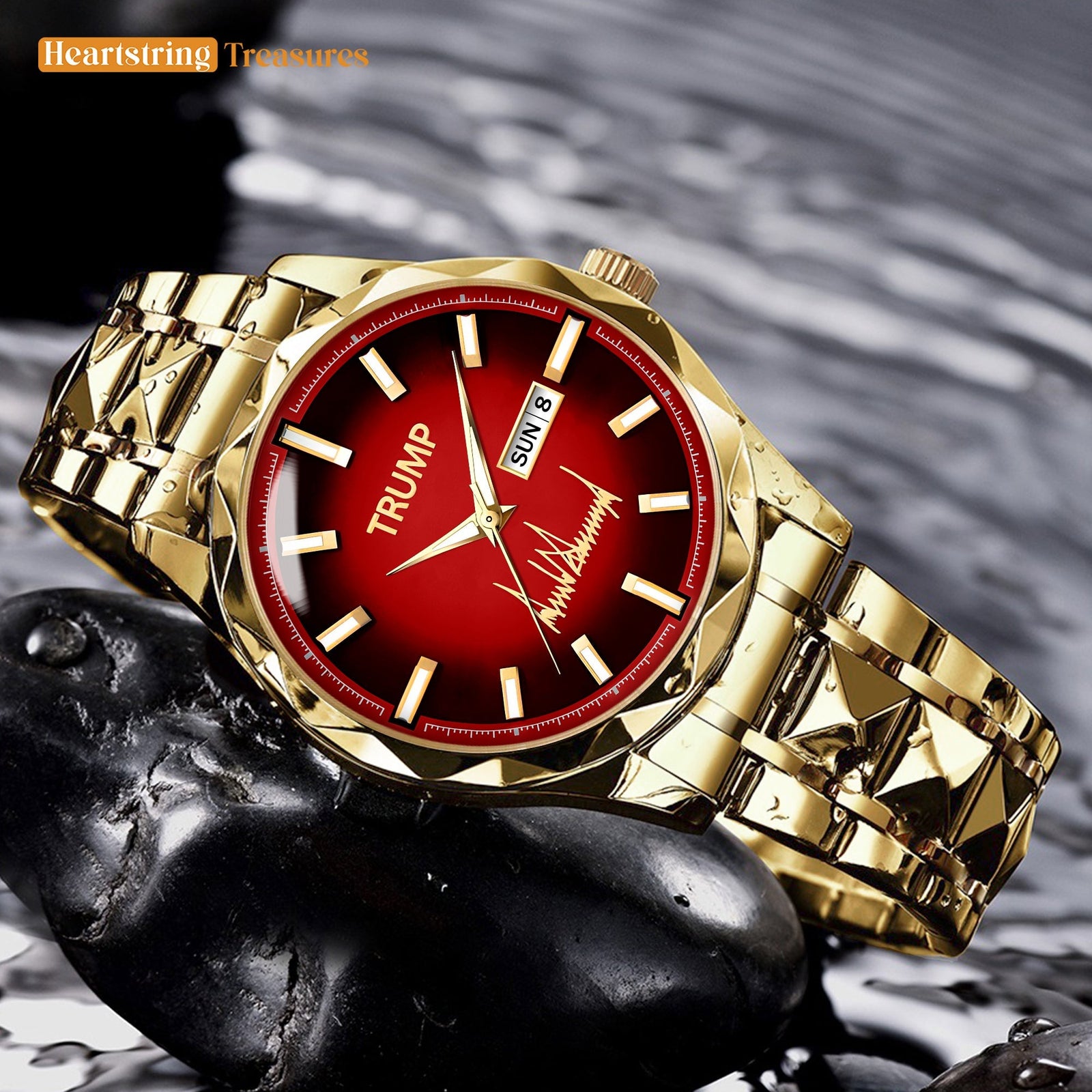 TRUMP Watch 2025 Gold Red Dial - Gold Watches for Men