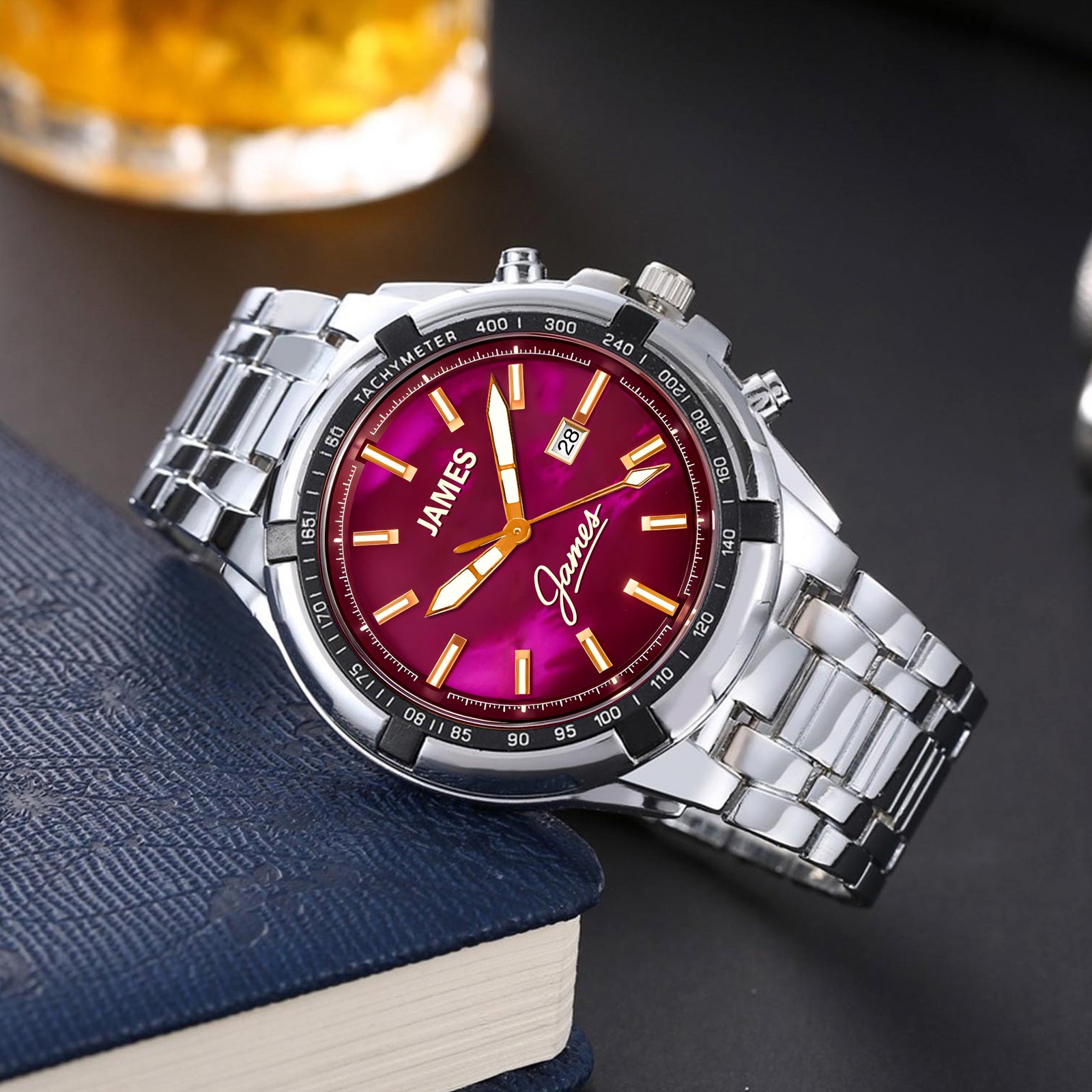 Custom Wrist Watches For Men - Galaxy Purple Dial
