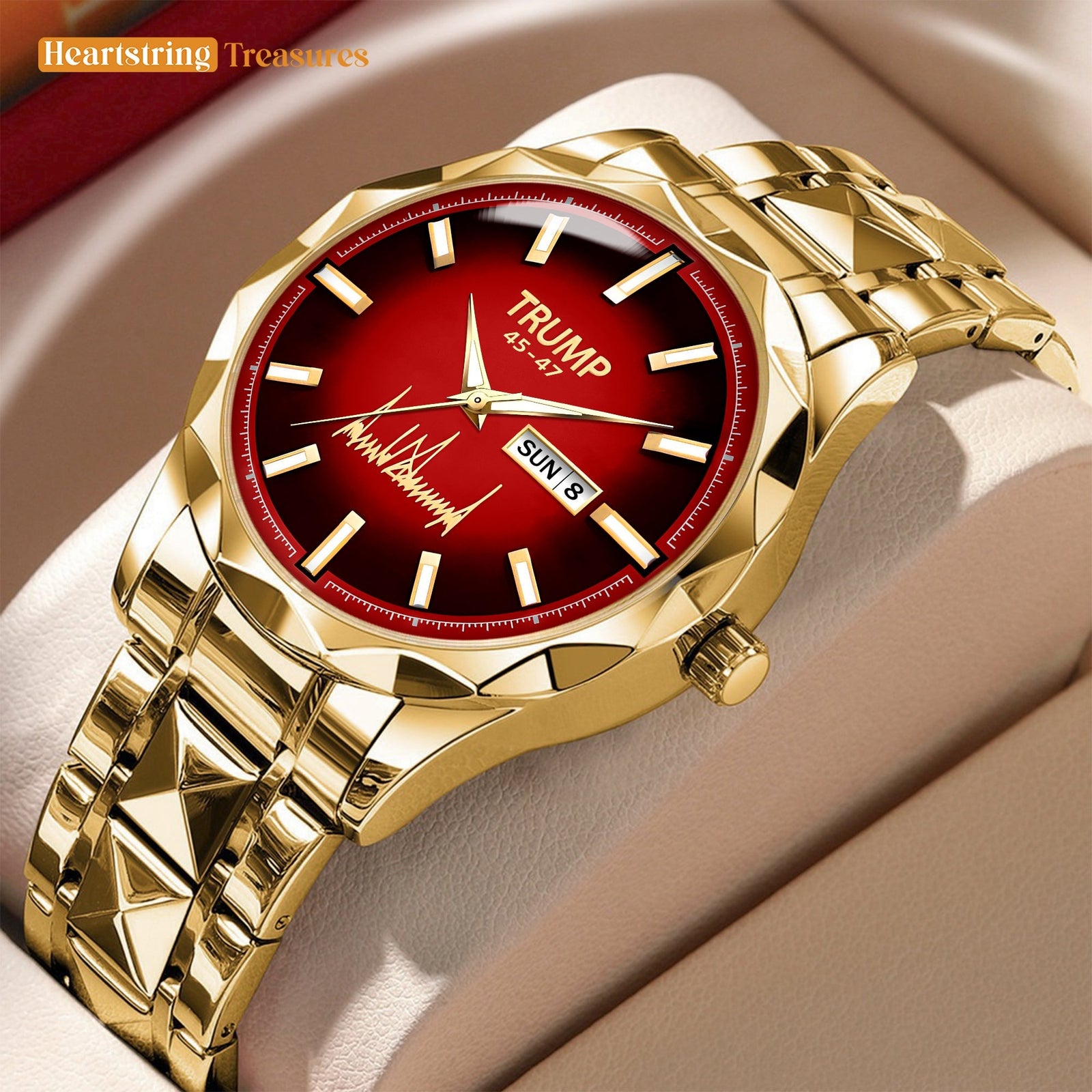 TRUMP 45-47 Watch 2025 Gold Red Dial - Gold Watches for Men