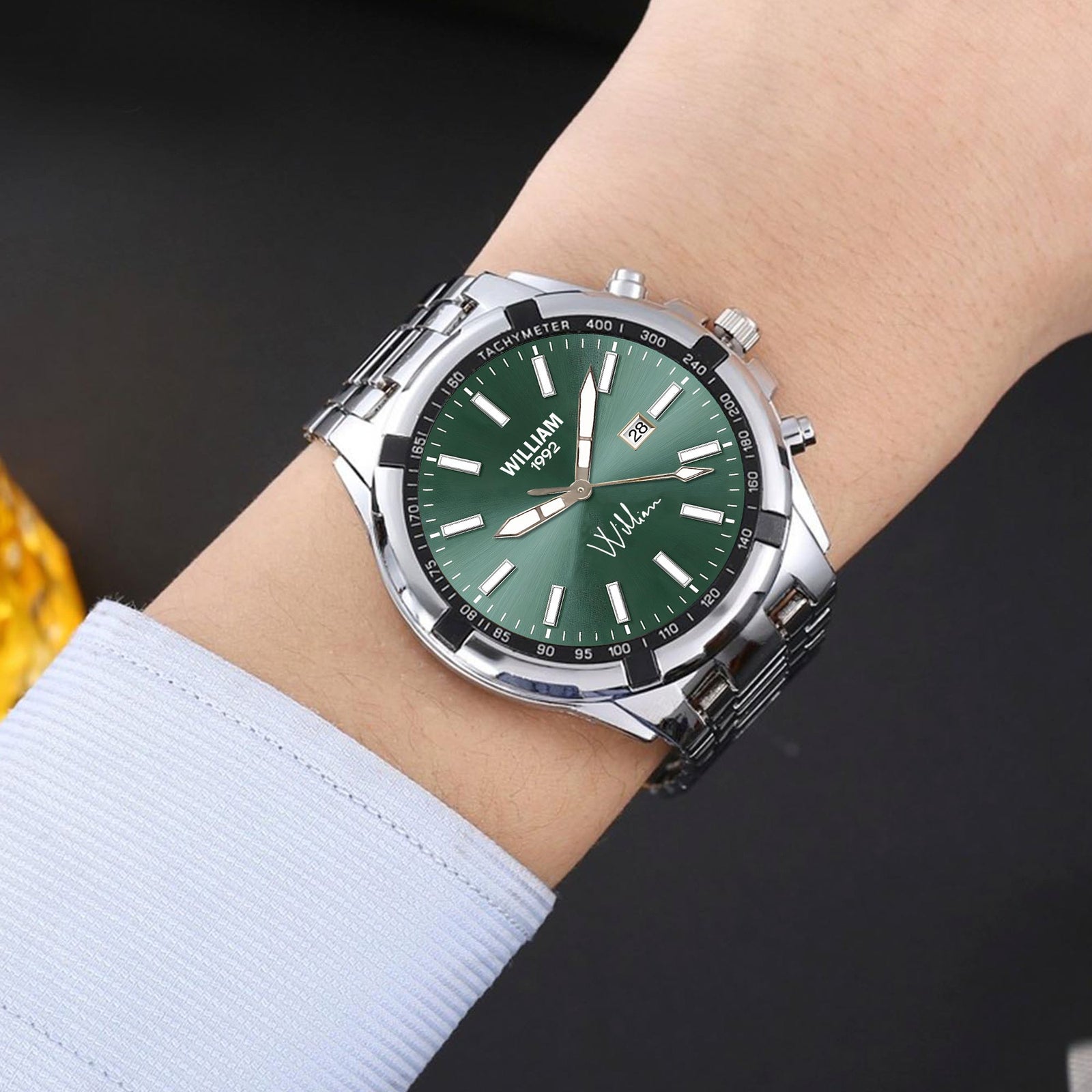 Custom Wrist Watches For Men - Forest Green Dial