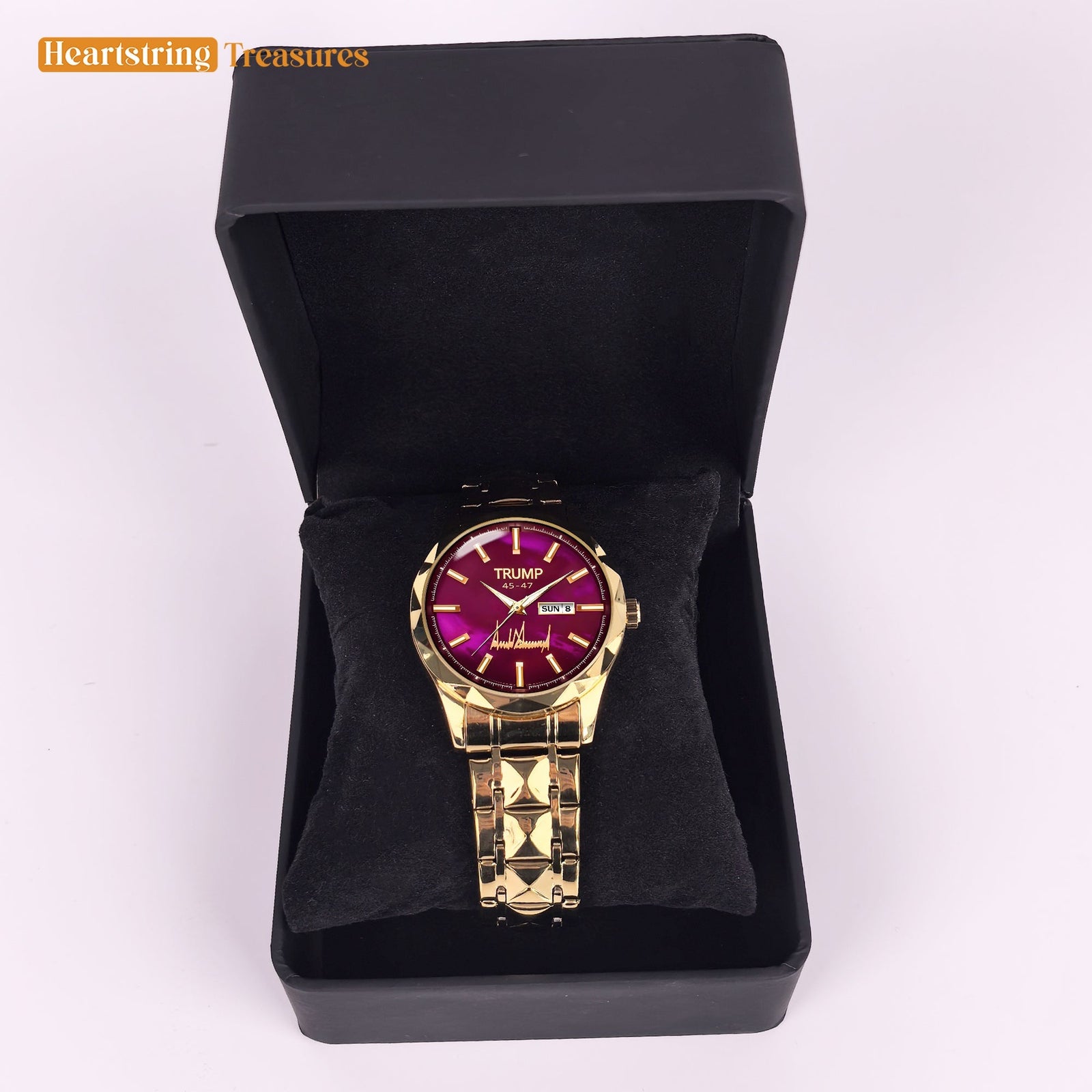 TRUMP 45-47 Watch 2025 Luxury Gold – Enchanted Galaxy Purple Dial – Gold Watch for Men