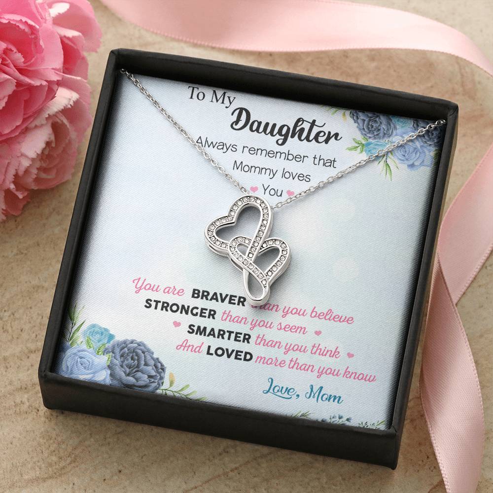 To My Daughter - 3 Double Hearts Necklace
