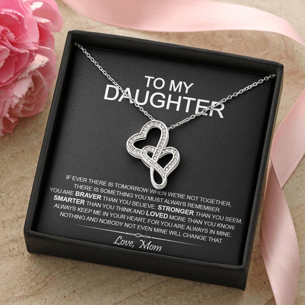 To My Daughter - I Love You Message - Tmd09 Double Hearts Necklace