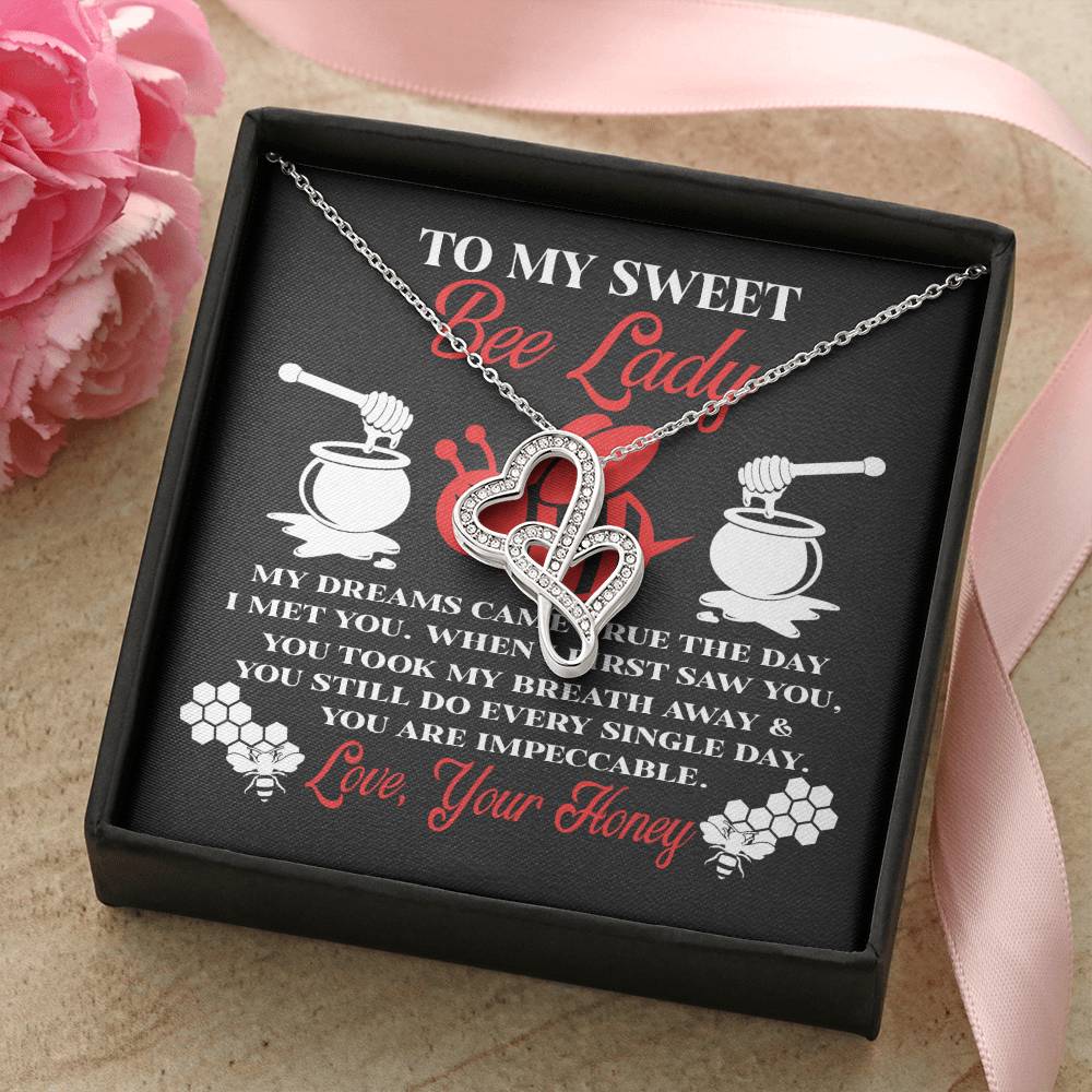 Gift For Her Bee Lady From Honey My Dreams Came True The Day I Met You Double Hearts Necklace