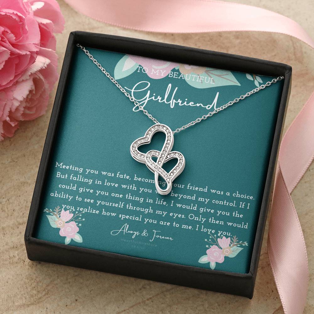 To My Girlfriend Necklace Necklace For Girlfriend Birthday Gift For Girlfriend Valentine Gift For Girlfriend Girlfrien Double Hearts Necklace