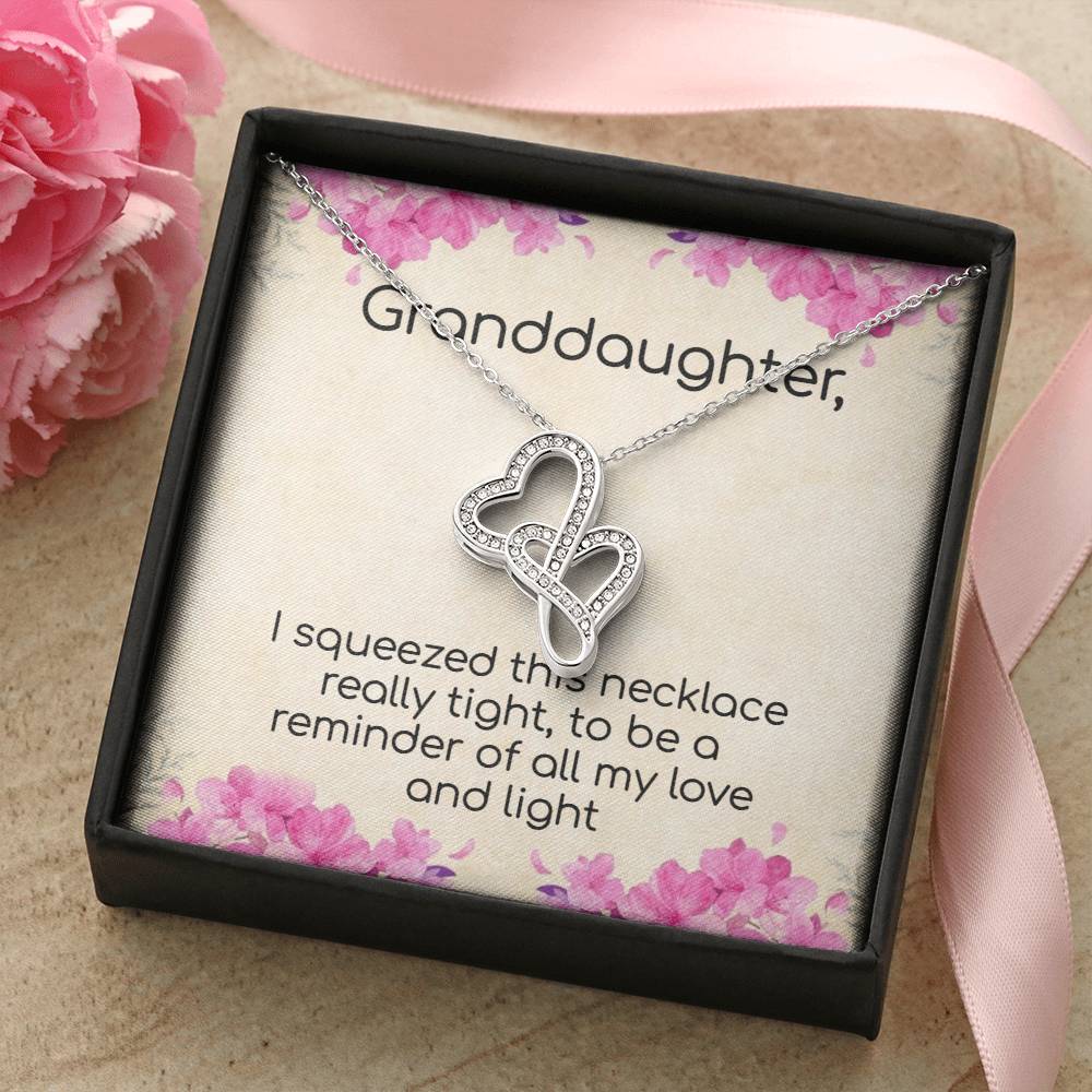 Granddaughter Love And Light Sparkling Stunning Gift Double Hearts Necklace