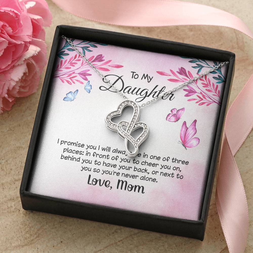 To My Daughter - I Promise You - Double Hearts Necklace