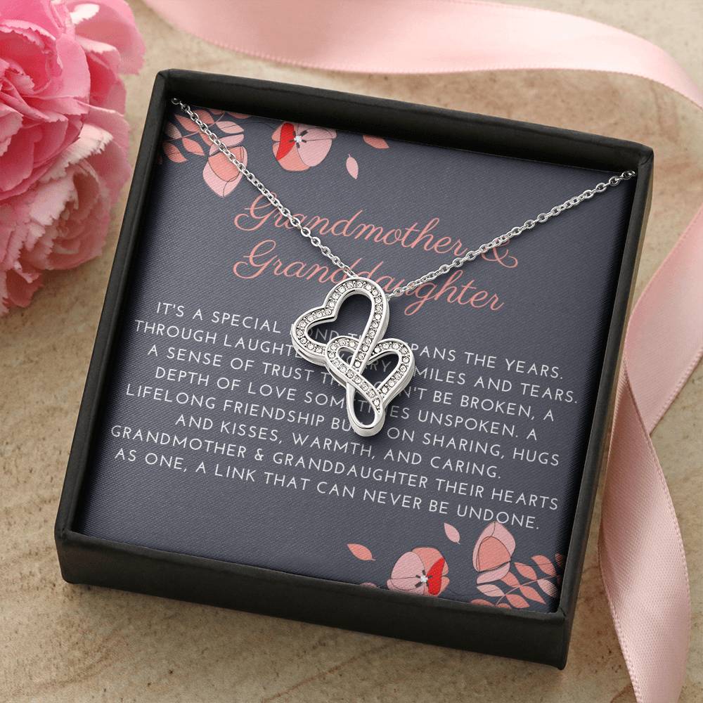 Grandmother & Granddaughter Necklace Granddaughter Gift From Grandmother Jewelry For Grandmother And Granddaughter Double Hearts Necklace