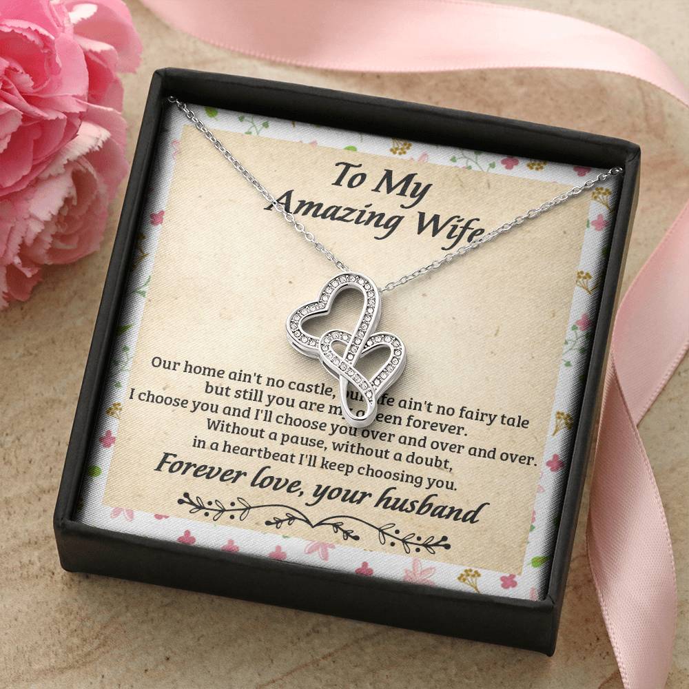 To My Amazing Wife Necklace - Gift For Wife - Still Choose You - Forever Love Necklace - To My Wife Necklace Gift Ann Double Hearts Necklace