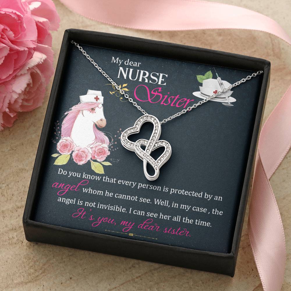 My Dear Nurse Sister - The Angel Is Not Invisible - Double Hearts Necklace