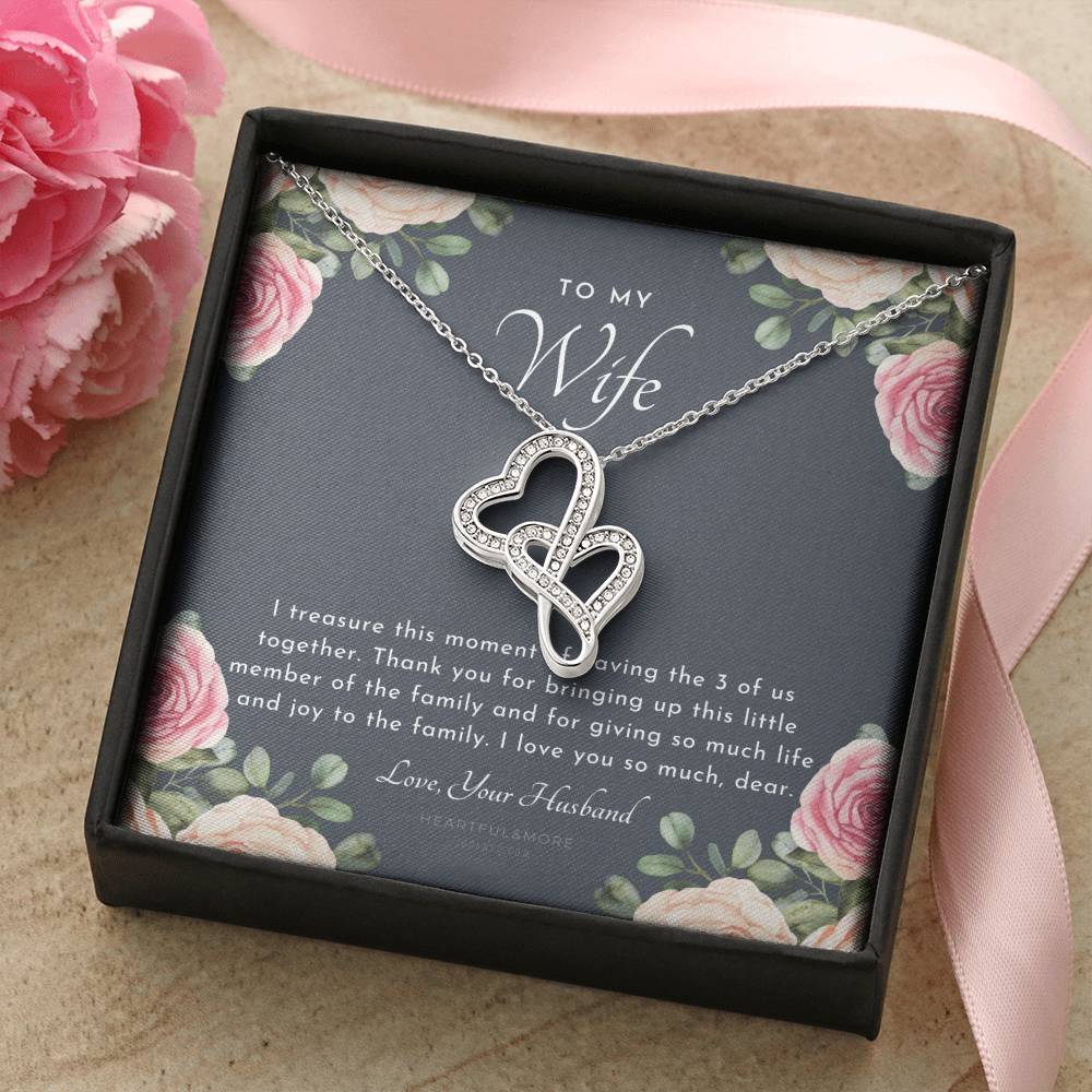 Postpartum Gift For Wife Gift For Wife Post Pregnancy Becoming A Mother Gift Gift For Wife Birth Wife After Pregnancy 4 Double Hearts Necklace