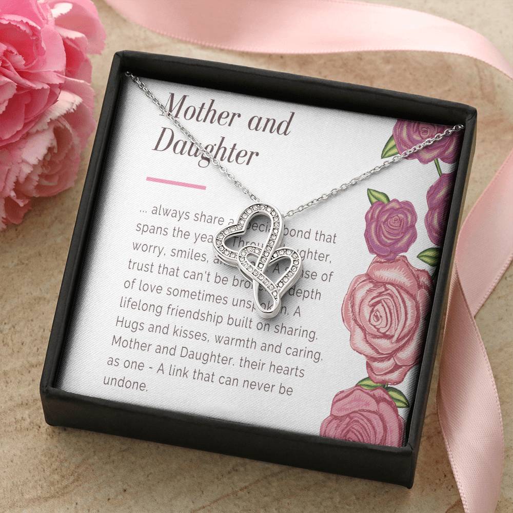 To Daughter From Dad 2 Double Heart Necklace Gift - Mother And Daughter Necklace - Mom Gift - Mother Jewelry - Daught Double Hearts Necklace