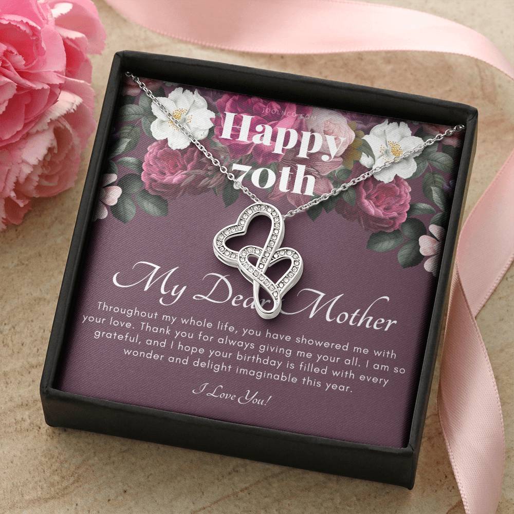 Mother's 70Th Birthday Gift Gift For Mom On Her Birthday Gift For Mom From Daughter & Son Mom Necklace Best Mom Gi Double Hearts Necklace
