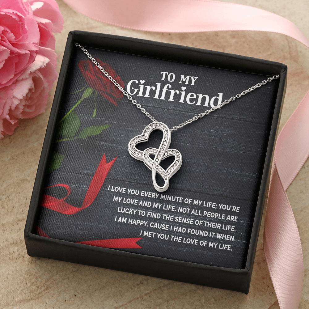 Valentines Day Gift For Girlfriend To My Girlfriend Necklace Anniversary Gift For Girlfriend Girlfriend Necklace Girlf Double Hearts Necklace