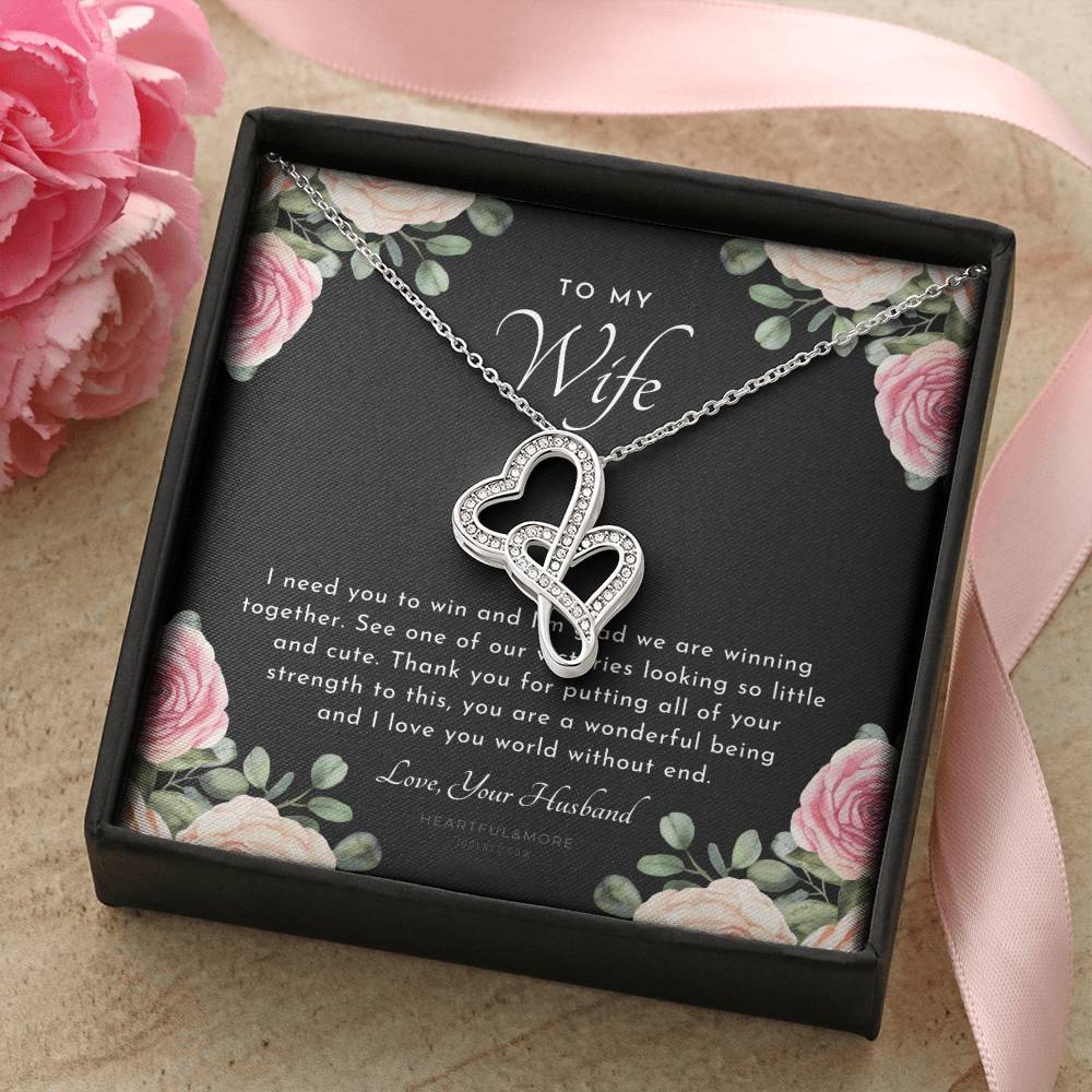 Postpartum Gift For Wife Gift For Wife Post Pregnancy Becoming A Mother Gift Gift For Wife Birth Wife After Pregnancy 3 Double Hearts Necklace