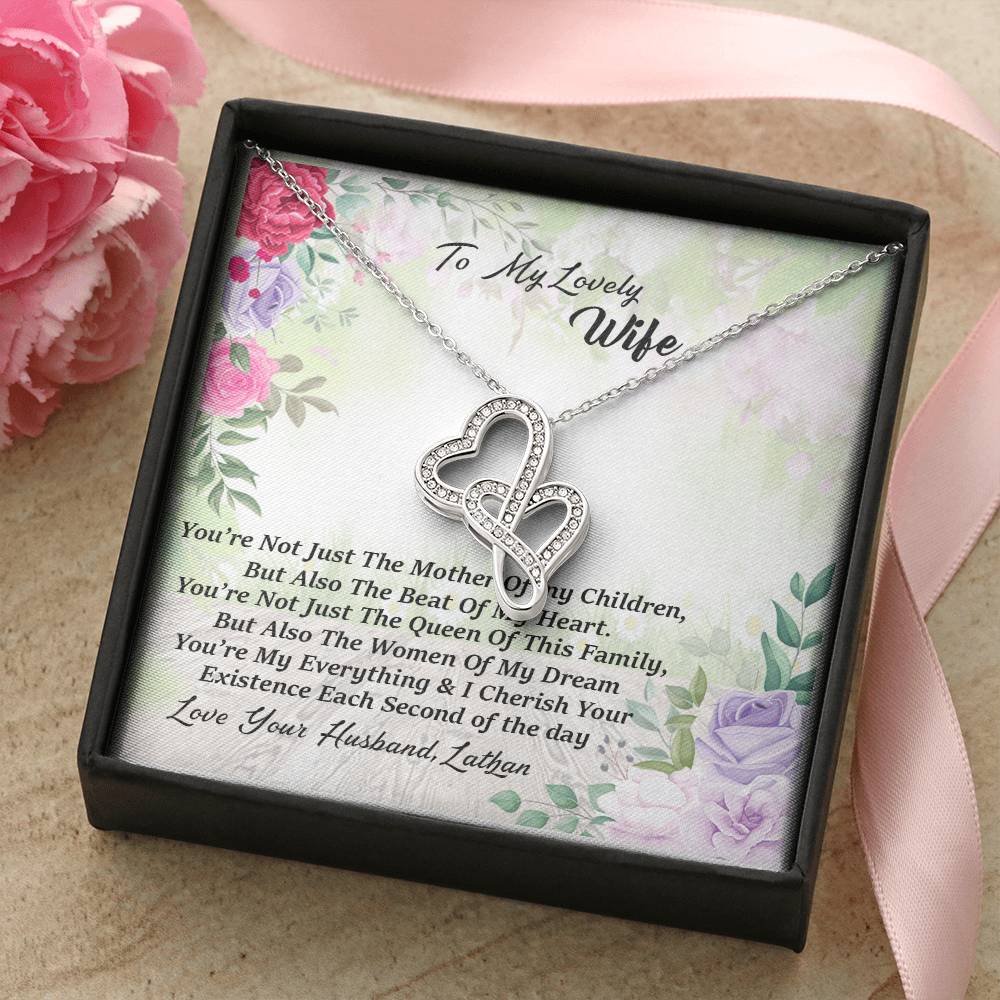 To My Love Wife Necklace - Love Your Husband Lathan - Love Your Husband Lathan - Wife Christmas Gift Wife Christmas G Double Hearts Necklace