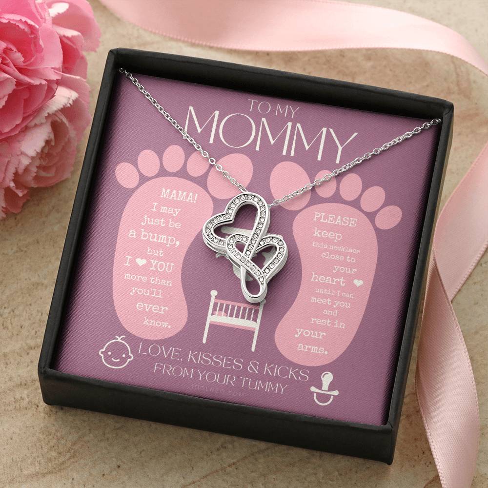 Baby Shower Gift Gift For Pregnant Wife Mom To Be Gift New Mommy Necklace To Mommy To Be New Mom Jewelry Badass Double Hearts Necklace