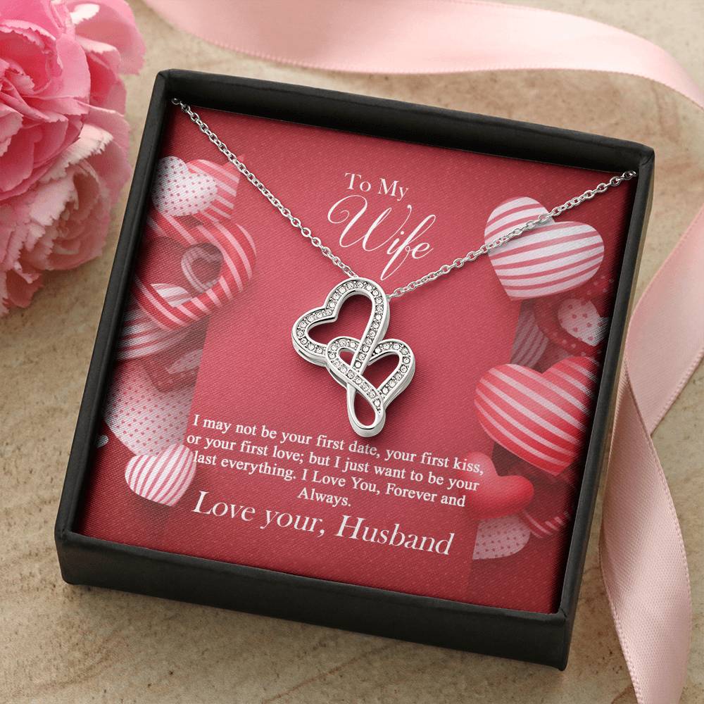 To My Wife - 1 Double Hearts Necklace