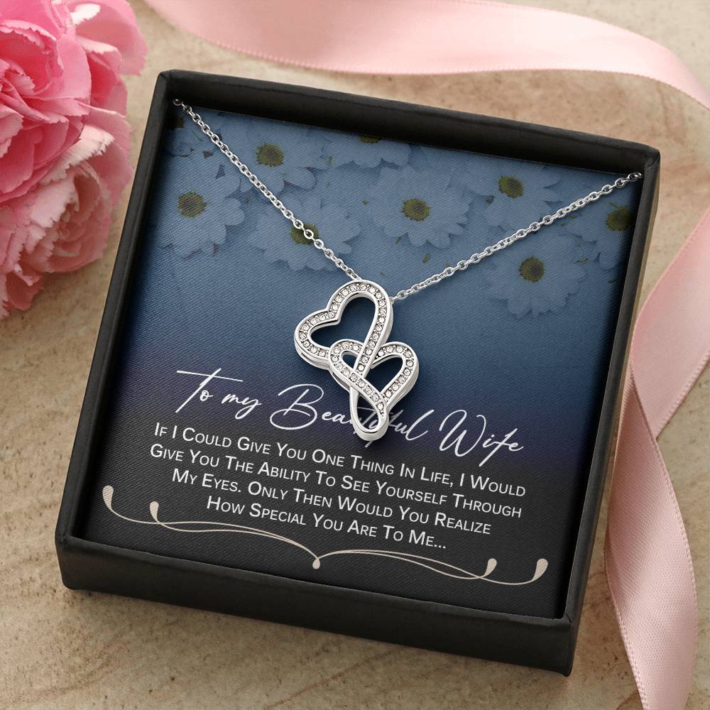 To My Beautiful Wife Necklace Anniversary Gift For Wife Birthday Gift For Wife Gift For Wife Necklace For Wife Gift F 3 Double Hearts Necklace