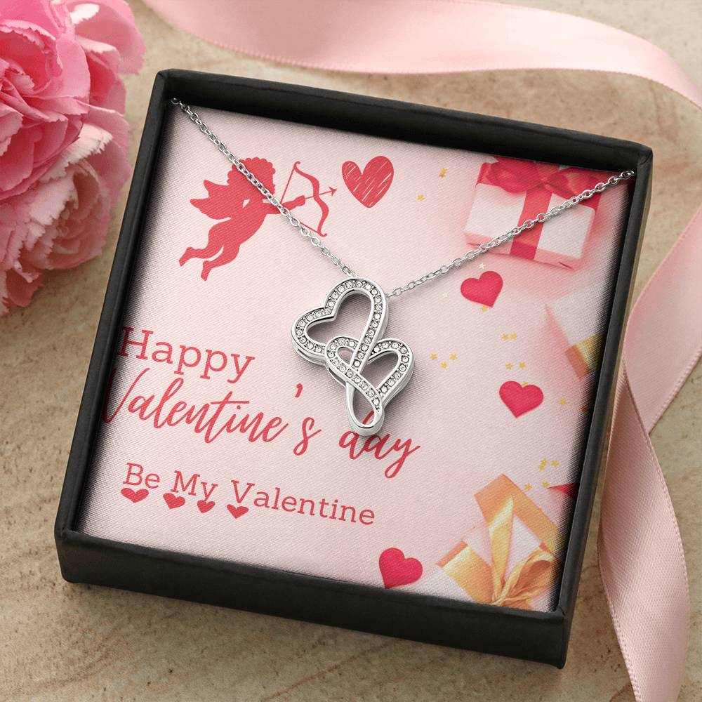 Gorgeous Be My Valentine Double Hearts Necklace