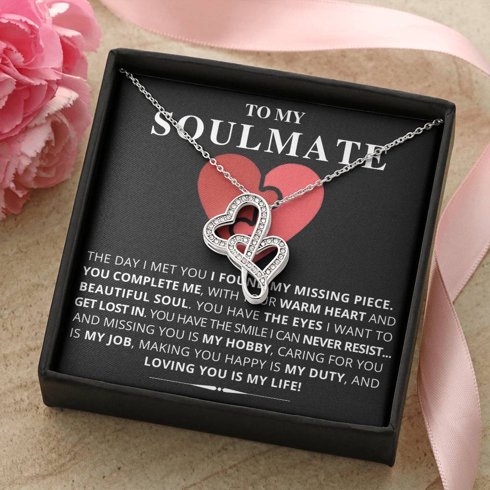 To My Soulmate - Double Hearts Necklace