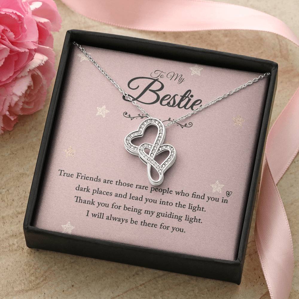 To My Bestie - I Will Always Be There For You - Double Hearts Necklace