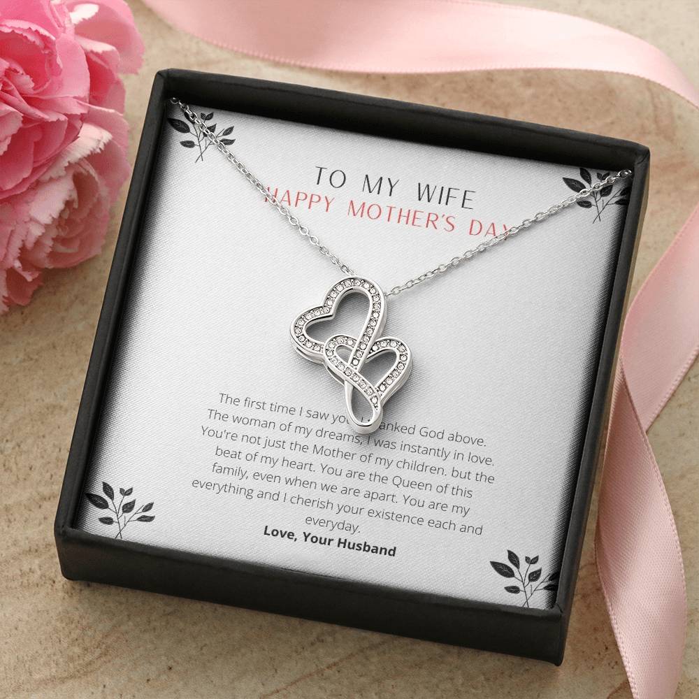 Necklace For Your Wife - An Eternal Love - Love Your Husband - To Wife From Husband Double Heart Necklace Gift Wedding 1 Double Hearts Necklace