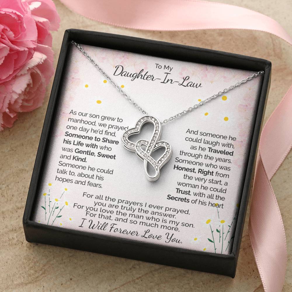 A Gift For Daughter In Law - You Are Truly The Answer 1 Double Hearts Necklace