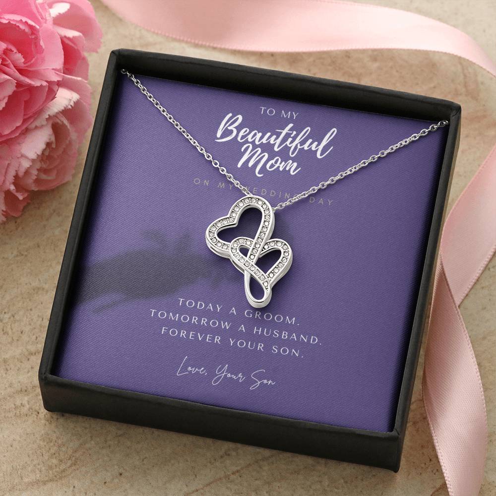 Mother Of The Groom Gift From Son Mom Wedding Gift From Son Wedding Gift From Groom To Mom Necklace Gift For Mom We 4 Double Hearts Necklace