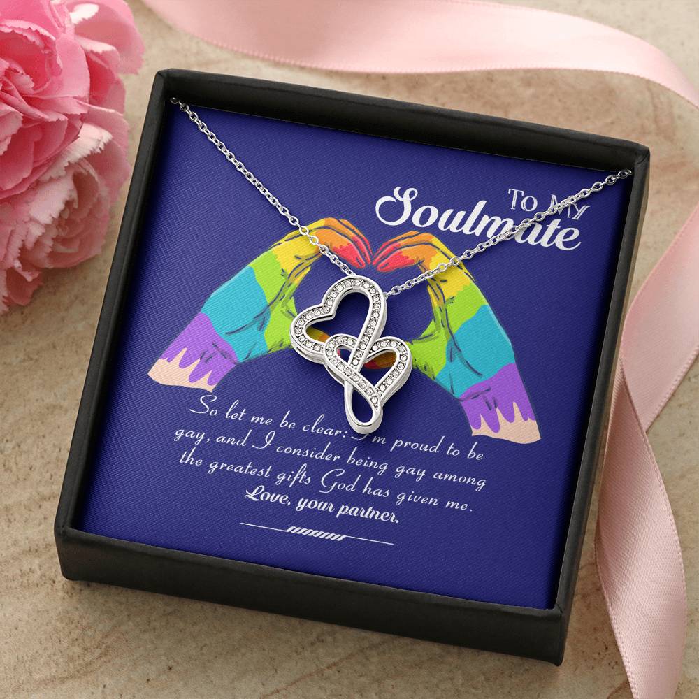 Pride Month Collection Lgbt Gay Lesbian Rainbow Pride Month Gift Double Hearts Necklace