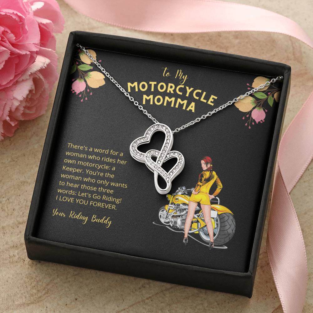 To My Motorcycle Momma • Let's Go Riding • Double Hearts Necklace
