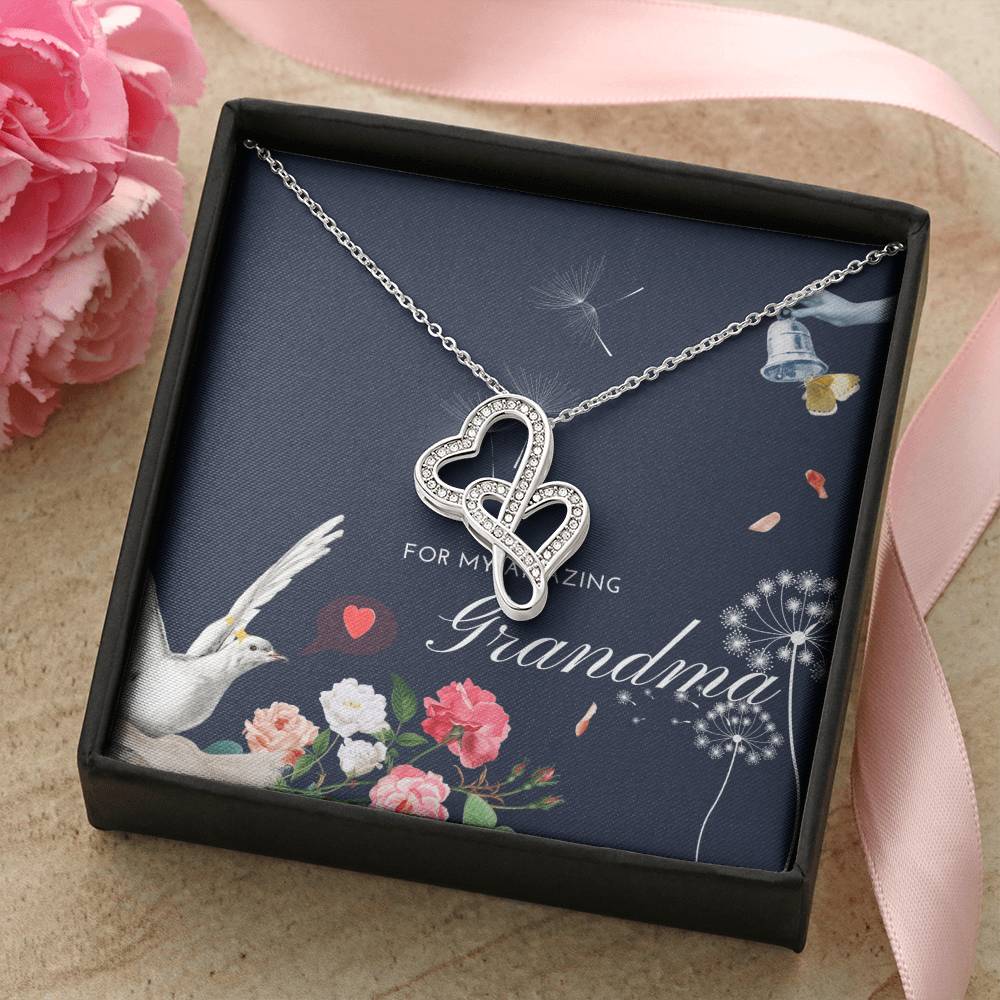 To My Amazing Grandma Necklace To My Badass Grandmother Necklace Gifts For Grandma Grand Mother Necklace From Gran Double Hearts Necklace
