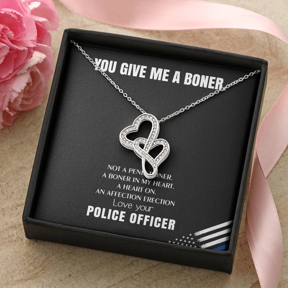 You Give Me A Heart Boner An Affection Erection Funny & Sarcastic Love For Her Mature Gag Gif 2 Double Hearts Necklace