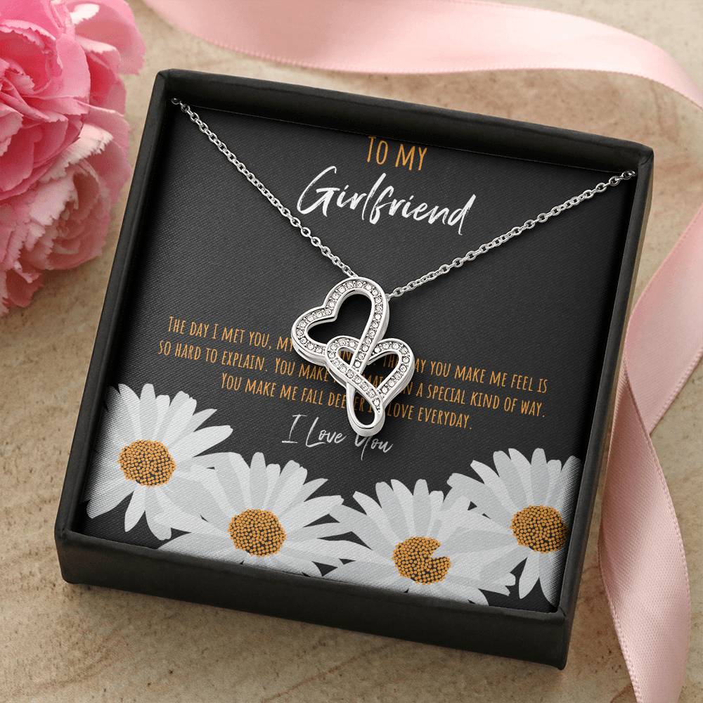 To My Girlfriend The Day I Met You My Life Changed Double Hearts Necklace