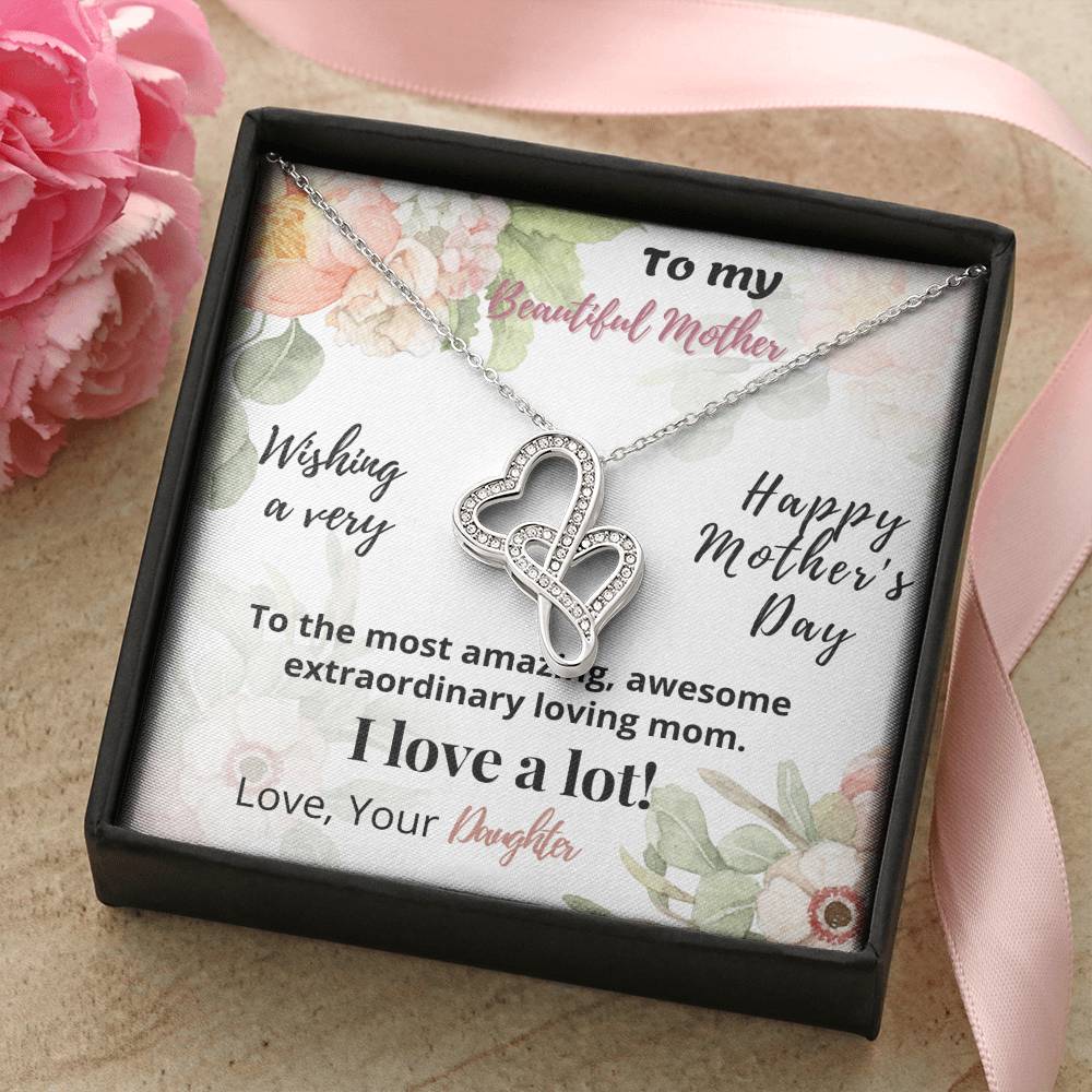Beautiful Mother-Happy Mother Day Double Hearts Necklace